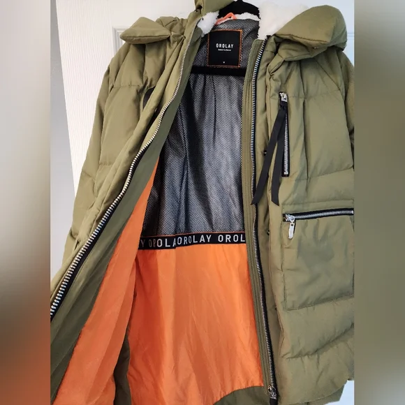 Orolay Women's Thickened Down Jacket Green Medium NWOT Hooded Outerwear FullZip - Picture 4 of 9